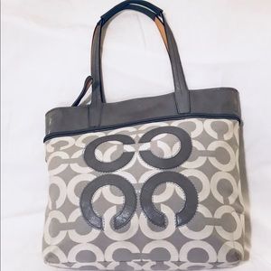 Coach Signature C Gray Cloth & Leather Tote